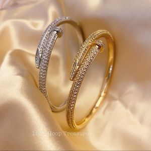 Nail bangle stainless steel nail bracelet with zirconia stones